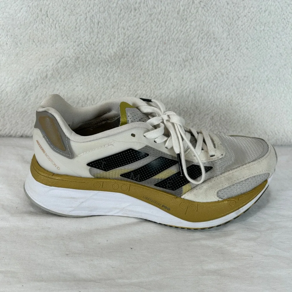 Adidas‎ Adizero Boston 10 Running Shoes Womens White Gold GY0905 Size 5
